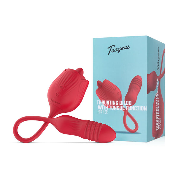 Teazers – Roos Stotende Dildo Vibrator – Rood - Afbeelding 2